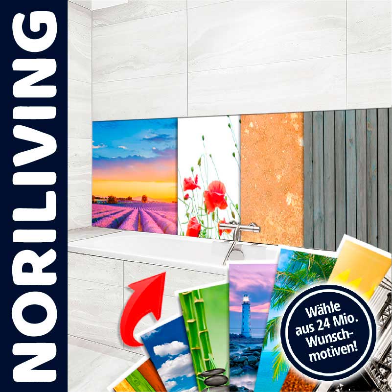 Moderne Badezimmerdekoration mit verschiedenen Wandmotiven zur Auswahl - Noriliving