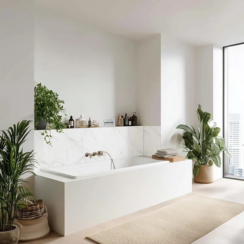 Badrückwand Alu Marmorstruktur weiß 275