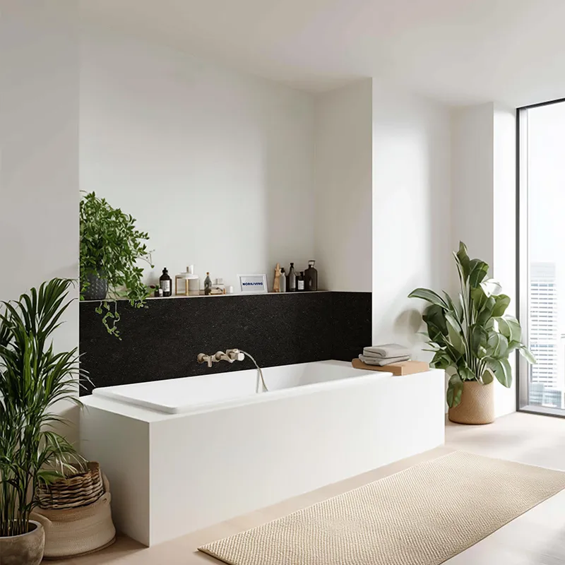 Badrückwand Alu Schwarzer Stein 354